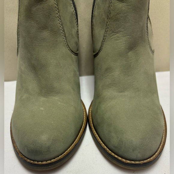 ALDO Green-Gray Leather Zip High Heel Ankle Boots Womens Size 9 - Picture 2 of 15